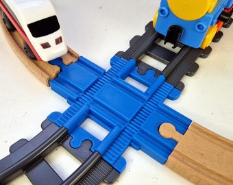 Wooden train intersection compatible with Playmobil Train / Wooden train / Brio extension / Imaginarium / Thomas / Lillabo / Melissa & Doug