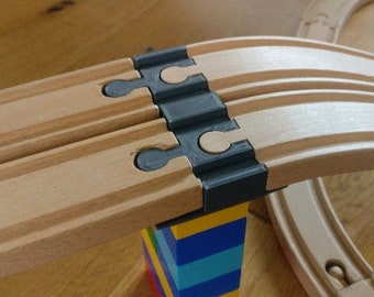 Wooden train track Double adapter compatible with Duplo / Brio extension / Imaginarium / Thomas / Lillabo / Melissa & Doug