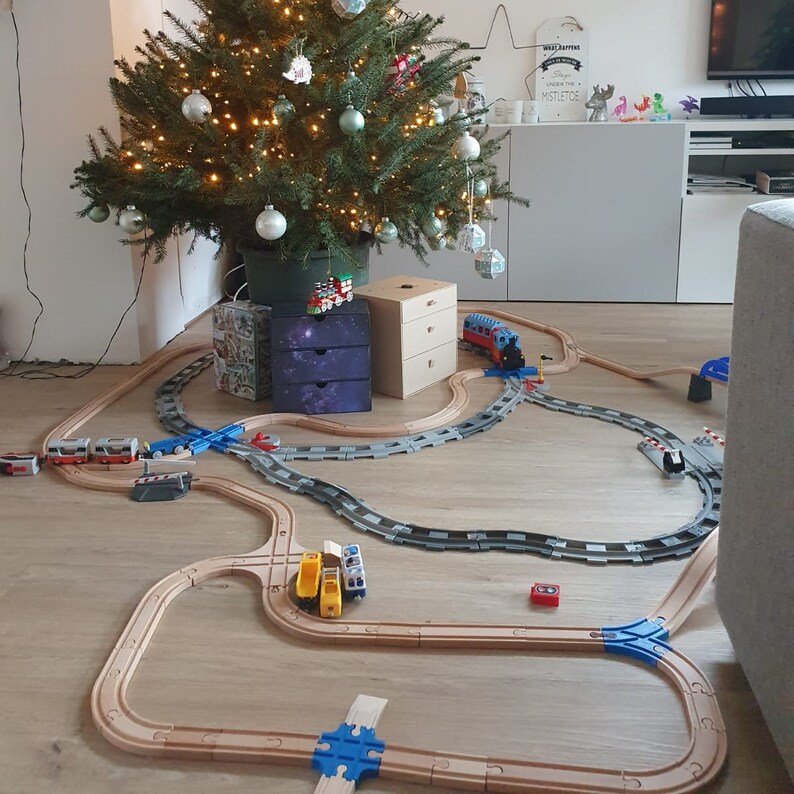 Wooden Train Track Intersection 4way / Wooden Train Connector Etsy