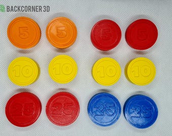 Replacement Price coins for cash register / Fisher Toy coins / Plastic coins / Play money set
