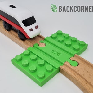 Wooden train track Small Double Build Plate compatible with Duplo / Wooden train station / Brio extension / Imaginarium / Thomas / Lillabo