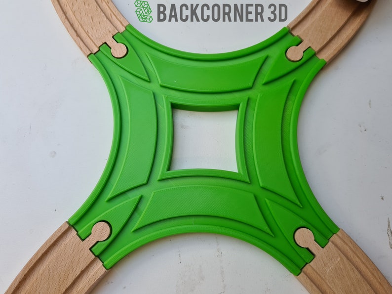 Wooden Train Track 4 Way Curved Intersection / Wooden Train Etsy