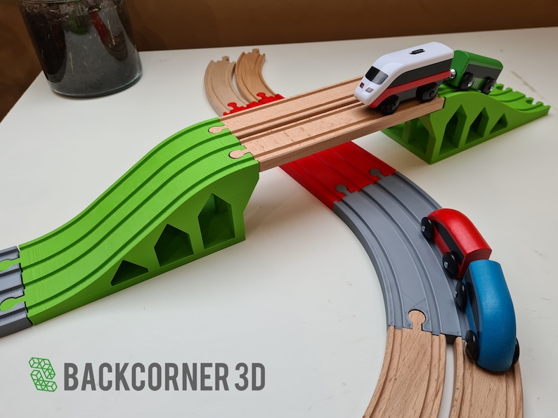 Wooden Train Track Double Bridge Set / Brio Extension / Etsy
