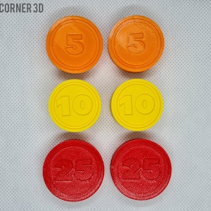 Fisher Price coins for cash register / Toy coins / Plastic coins / Play money Set 1 (orange 5)