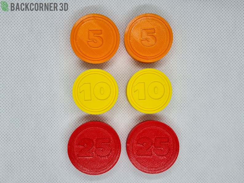 Fisher Price coins for cash register / Toy coins / Plastic coins / Play money Set 1 (orange 5)