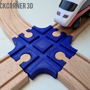 Wooden train track intersection 4-way / Wooden train connector / Brio extension / Imaginarium / Thomas / Lillabo / Melissa & Doug