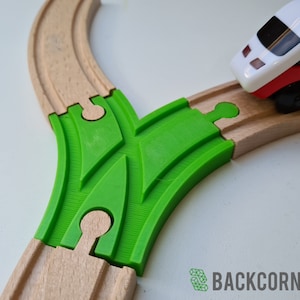 Wooden train track Y intersection / Wooden train connector / Brio extension / Imaginarium / Thomas / Lillabo / Melissa & Doug