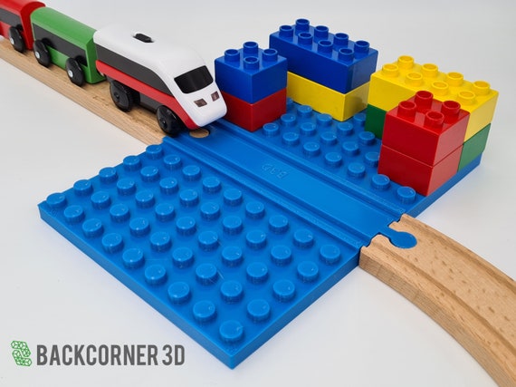 Wooden Train Track Big Double Build Plate Compatible With Duplo / Wooden  Train Station / Brio Extension / Imaginarium / Thomas / Lillabo 