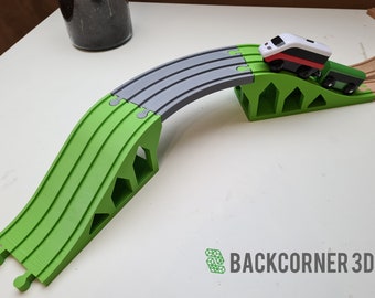 ORBRIUM Super Long Double Arch Bridge For Wooden Train Tracks - Extendable To Almost 5 Feet, Fits Thomas & Friends, Brio, Melissa & Doug