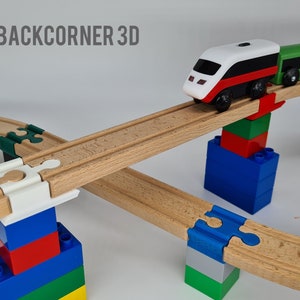 Wooden train track adapter compatible with Duplo / Brio extension / Imaginarium / Thomas / Lillabo / Melissa & Doug