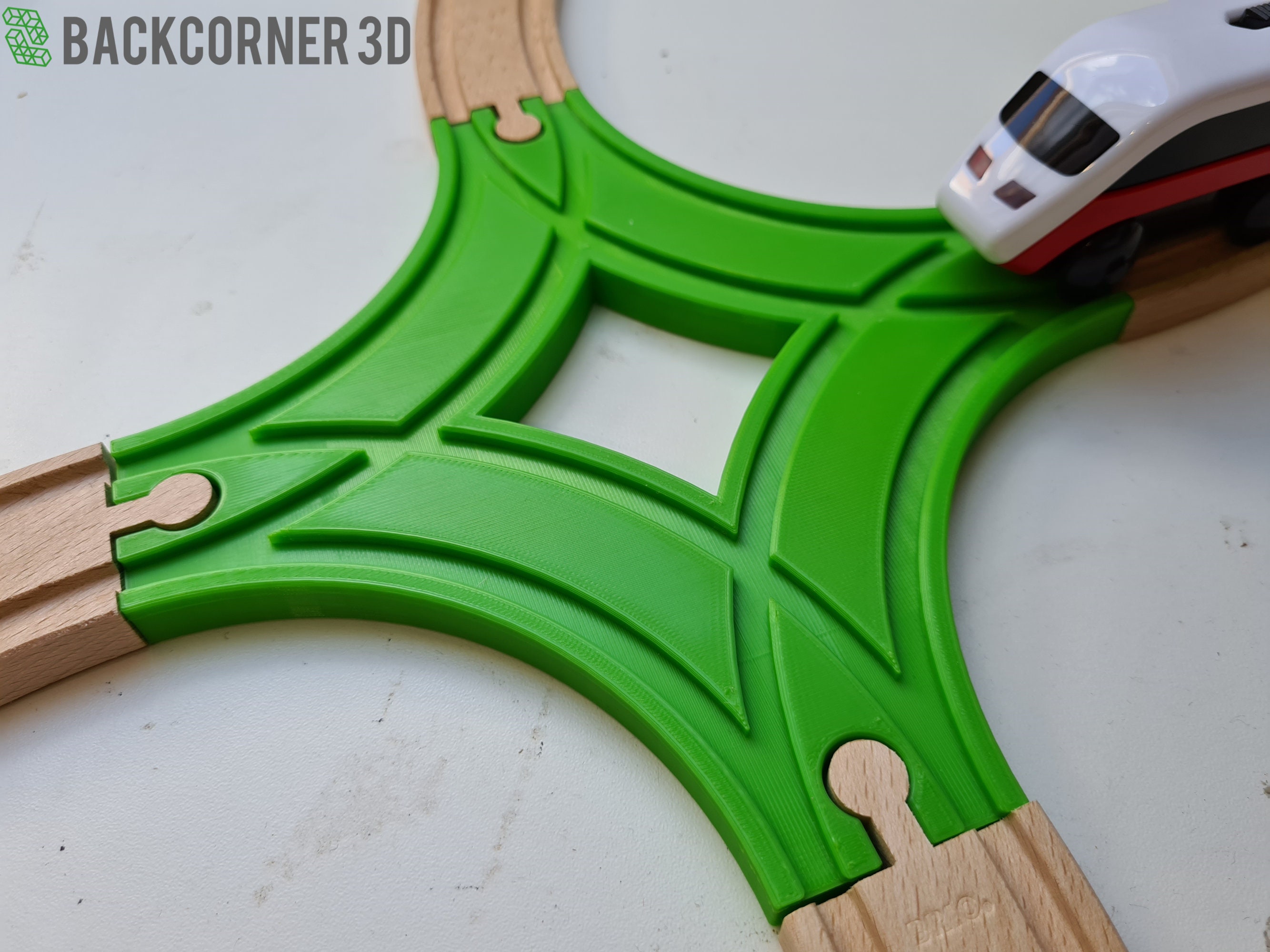 Wooden Train Track 4 Way Curved Intersection / Wooden Train Connector ...