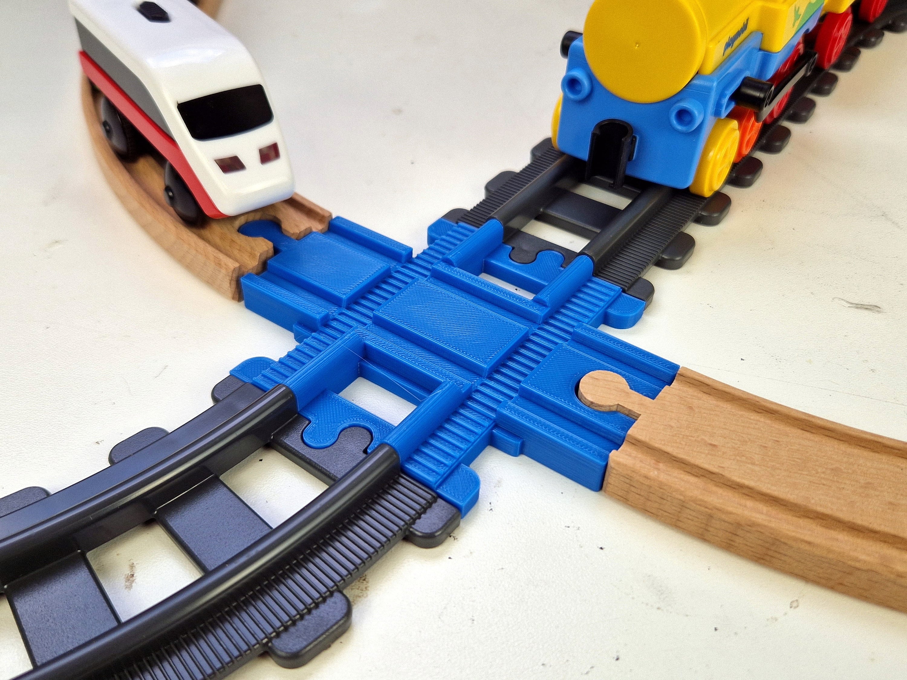 Croisement 6 Voies pour Train en Bois compatible Brio Ikea Lillabo Thomas Melissa Lidl - France