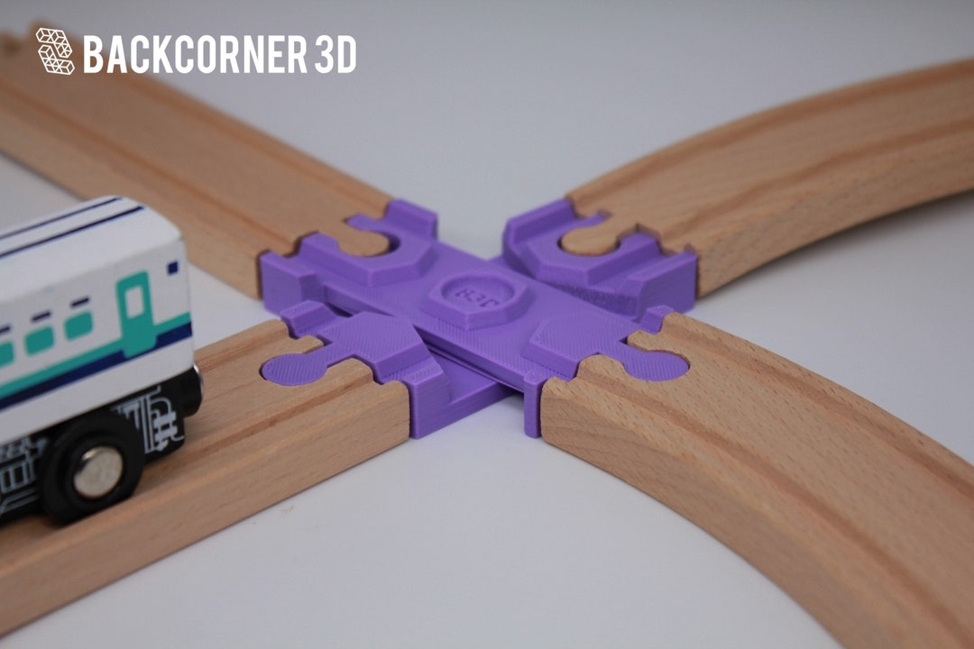 Wooden Train Track Rotating Intersection 4-way / Wooden Train Connector ...