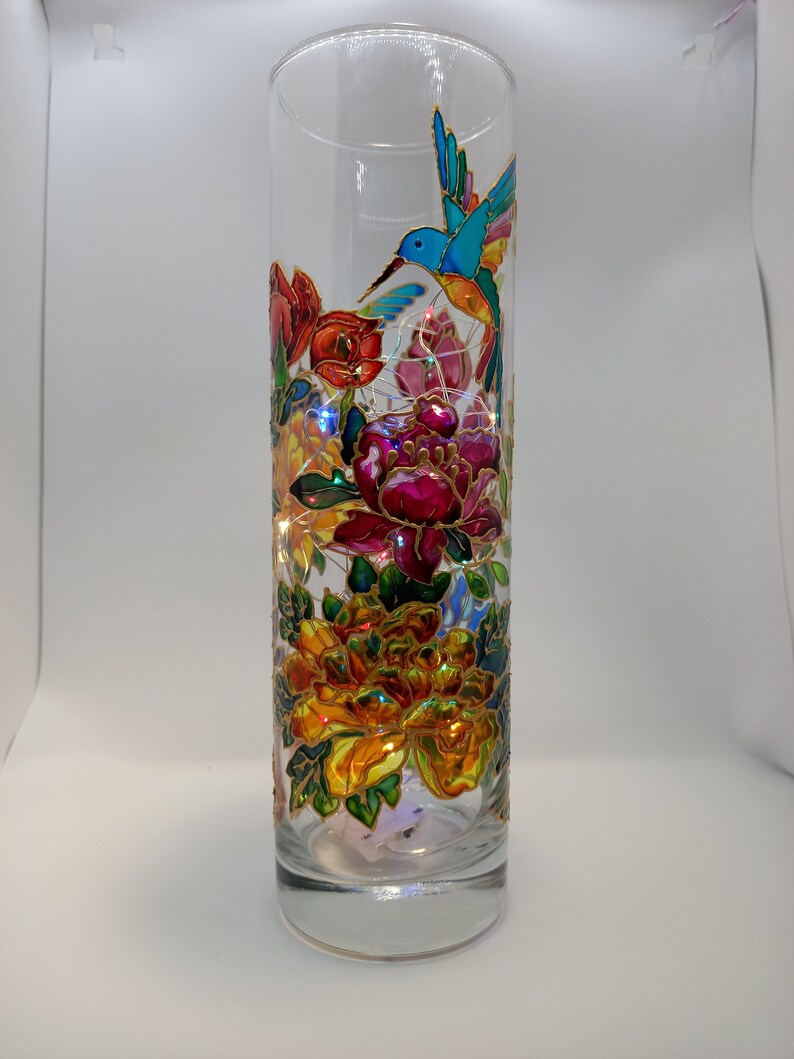 Stained Glass Vase Lamp Hand Painted Vase 102 in 25 cm Etsy
