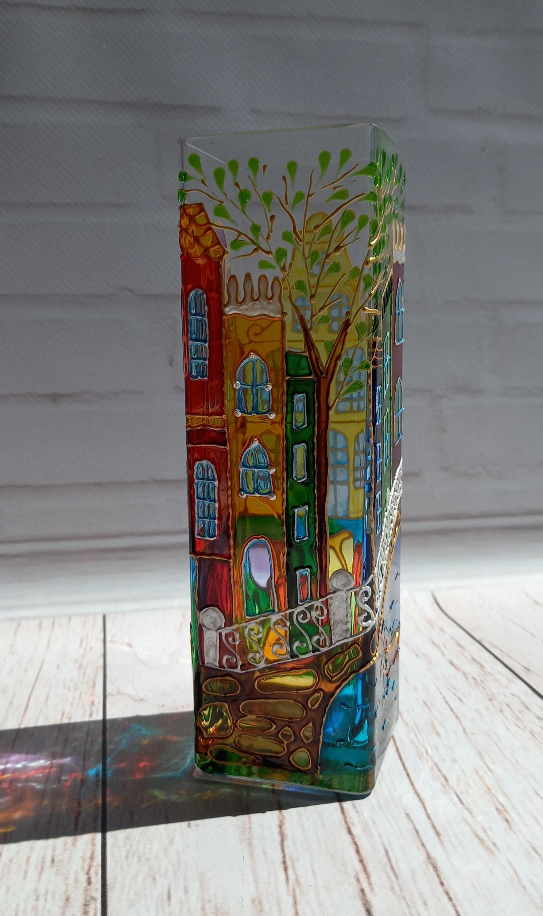 Flower Vase Amsterdam Cuctom Travel Gifts Landscape Painting Tulip Architecture Led Lights Included Personalized Gift New Home