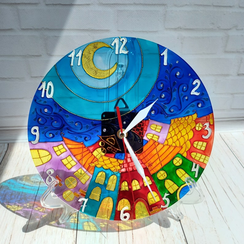 Round Wall Clock 10 in 25 Cm Hand Painted Clock Kitchen | Etsy