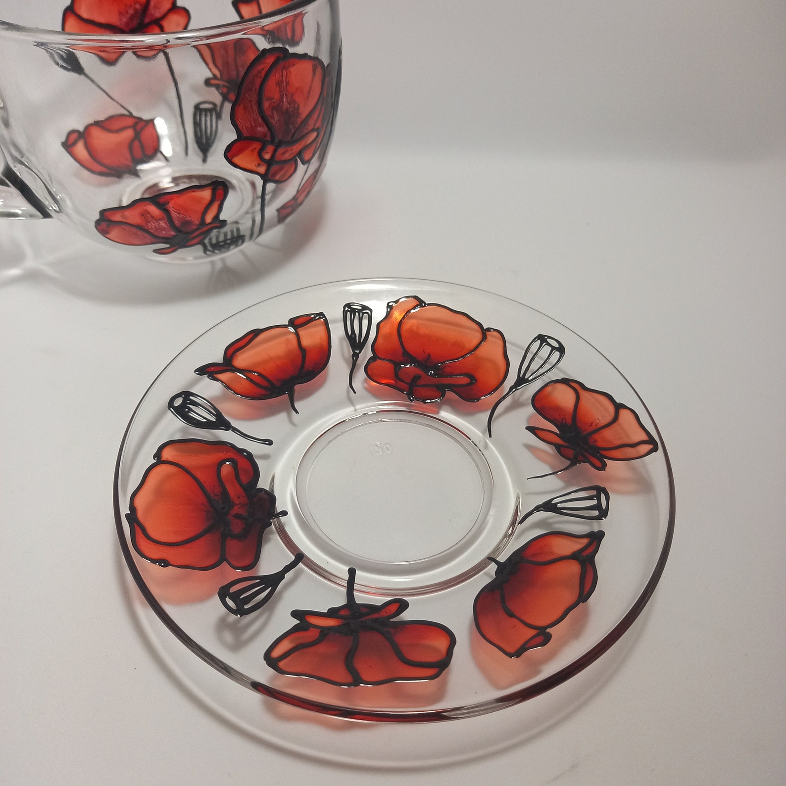 Glass Custom Coffee Cup 17 oz 500 ml Hand Painted Etsy