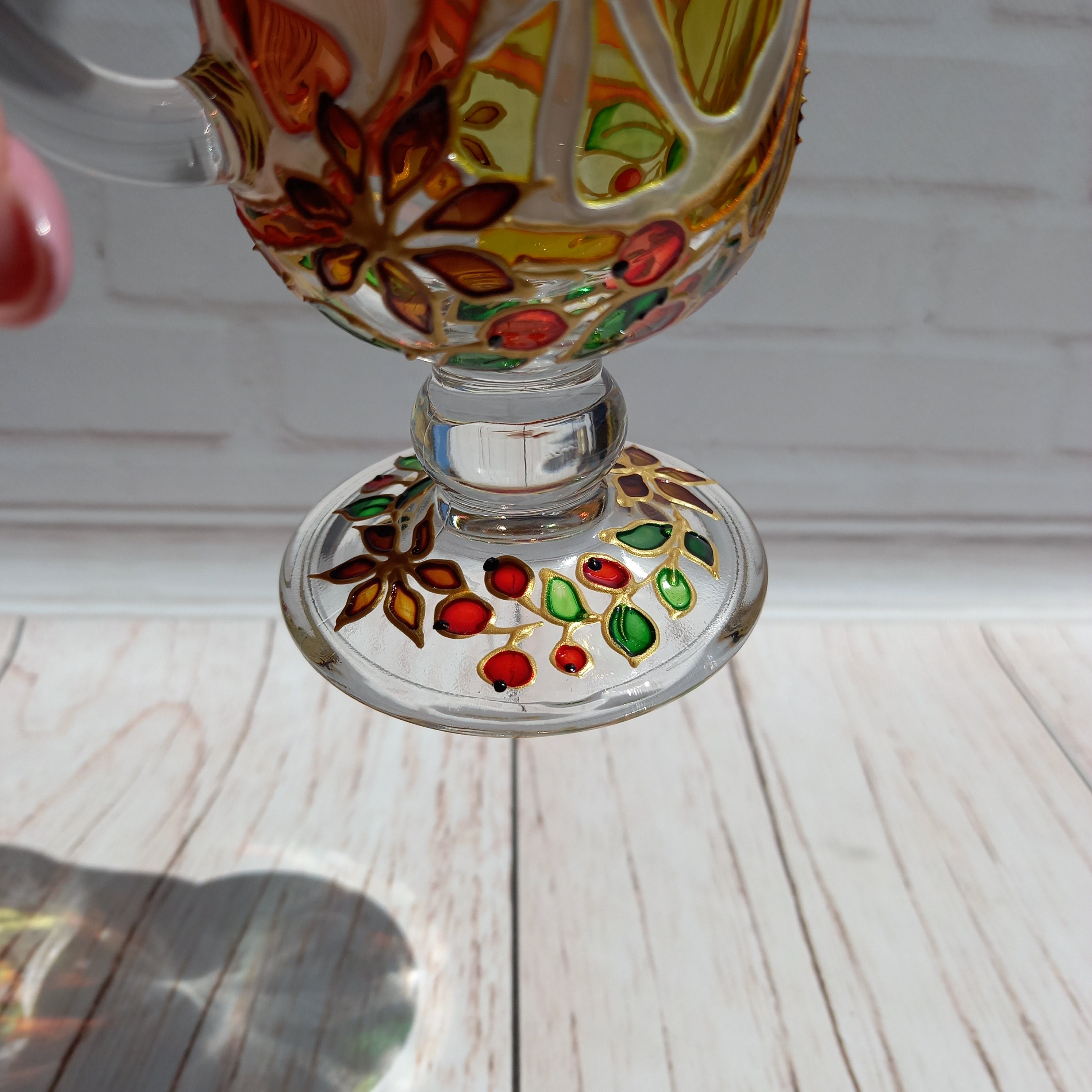 Stained Glass Coffee Cup 6 3/4 oz 200 ml Hand Painted Etsy