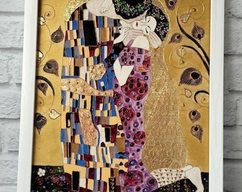 グスタフ・クリムト作「接吻」の特注絵画 カップルの肖像画