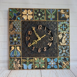 Black Wall clock 12*12 in ( 32*32 cm) Large wall clock  Wooden wall clock Custom clock New home gift Gift for dad Wall clock unique