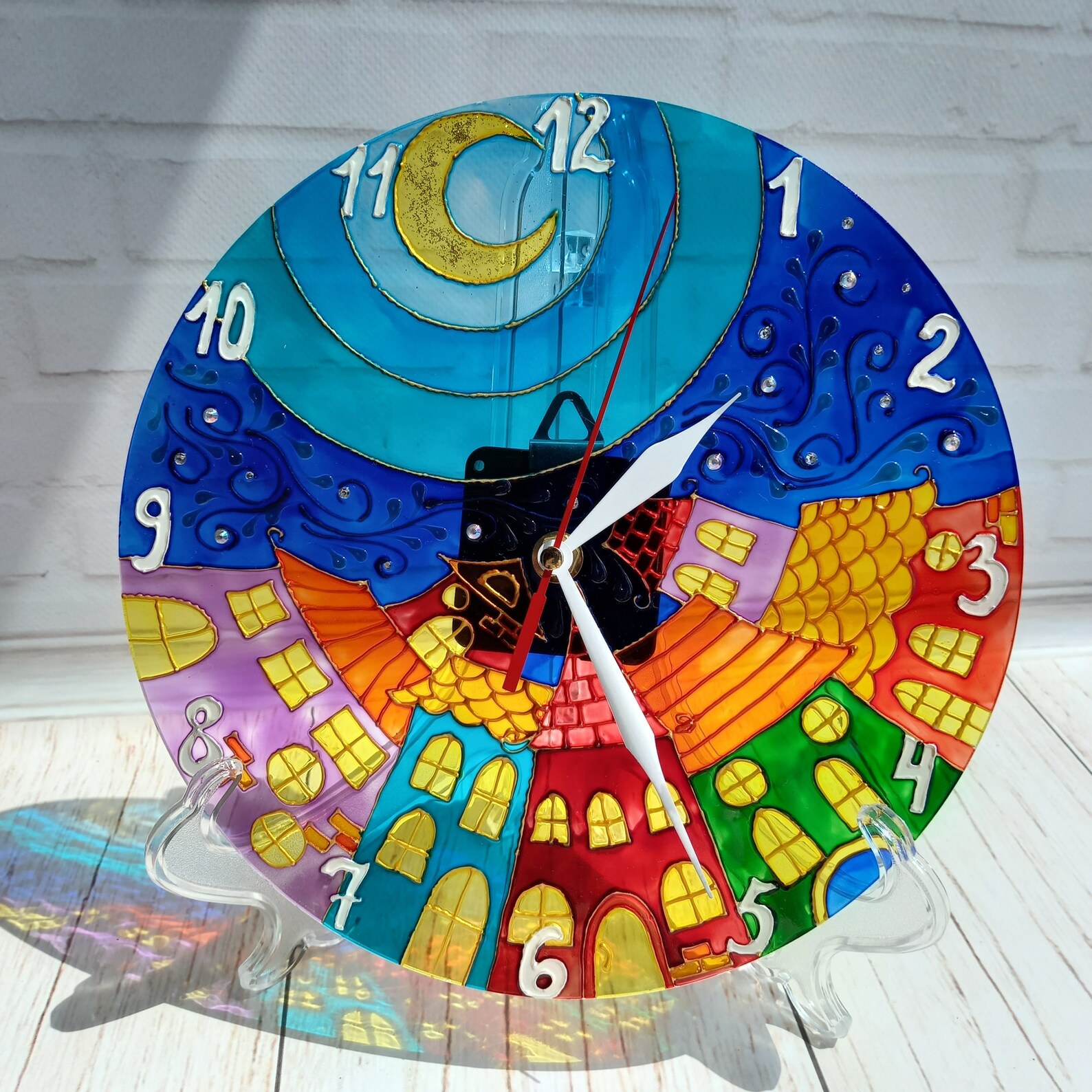 Round Wall Clock 10 in 25 Cm Hand Painted Clock Kitchen | Etsy