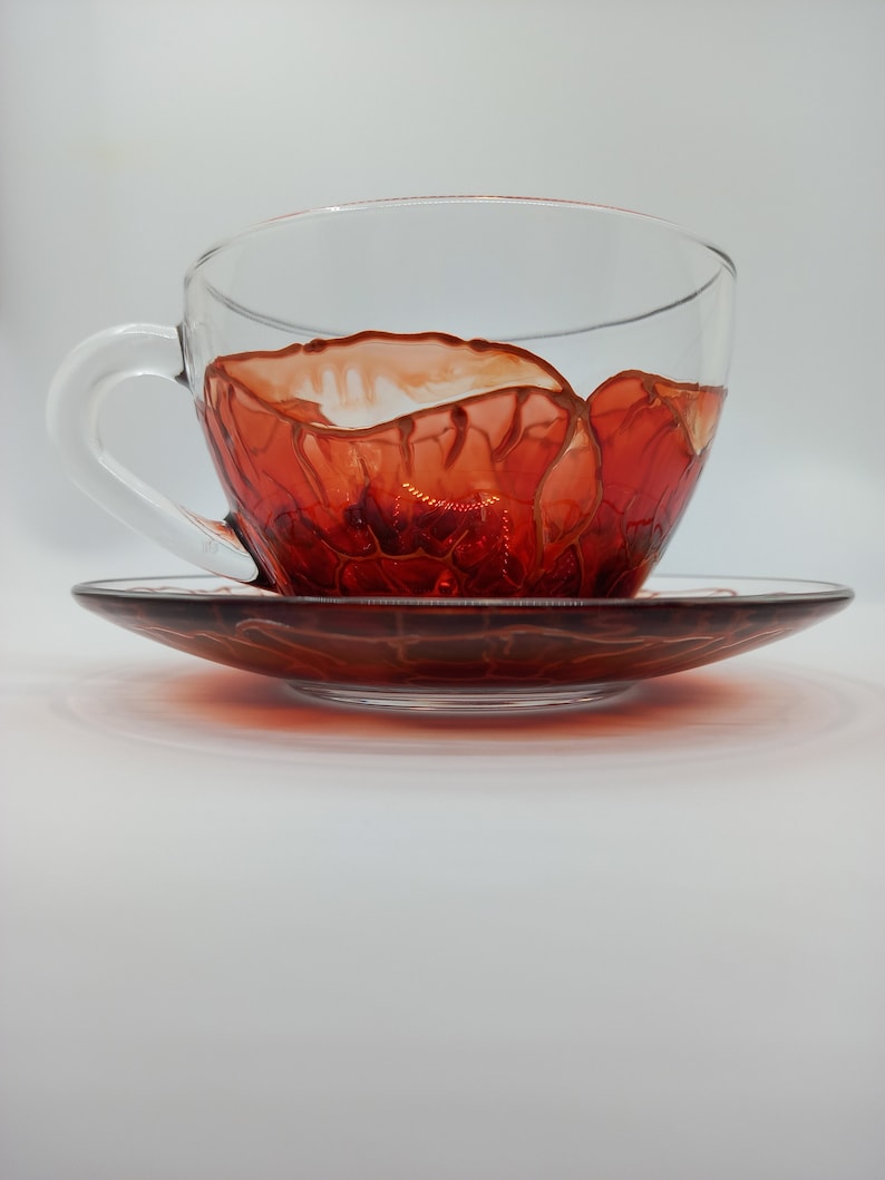 Tea Set Glass Custom Cup 67 Oz 200 Ml for Coffee and Saucer Etsy