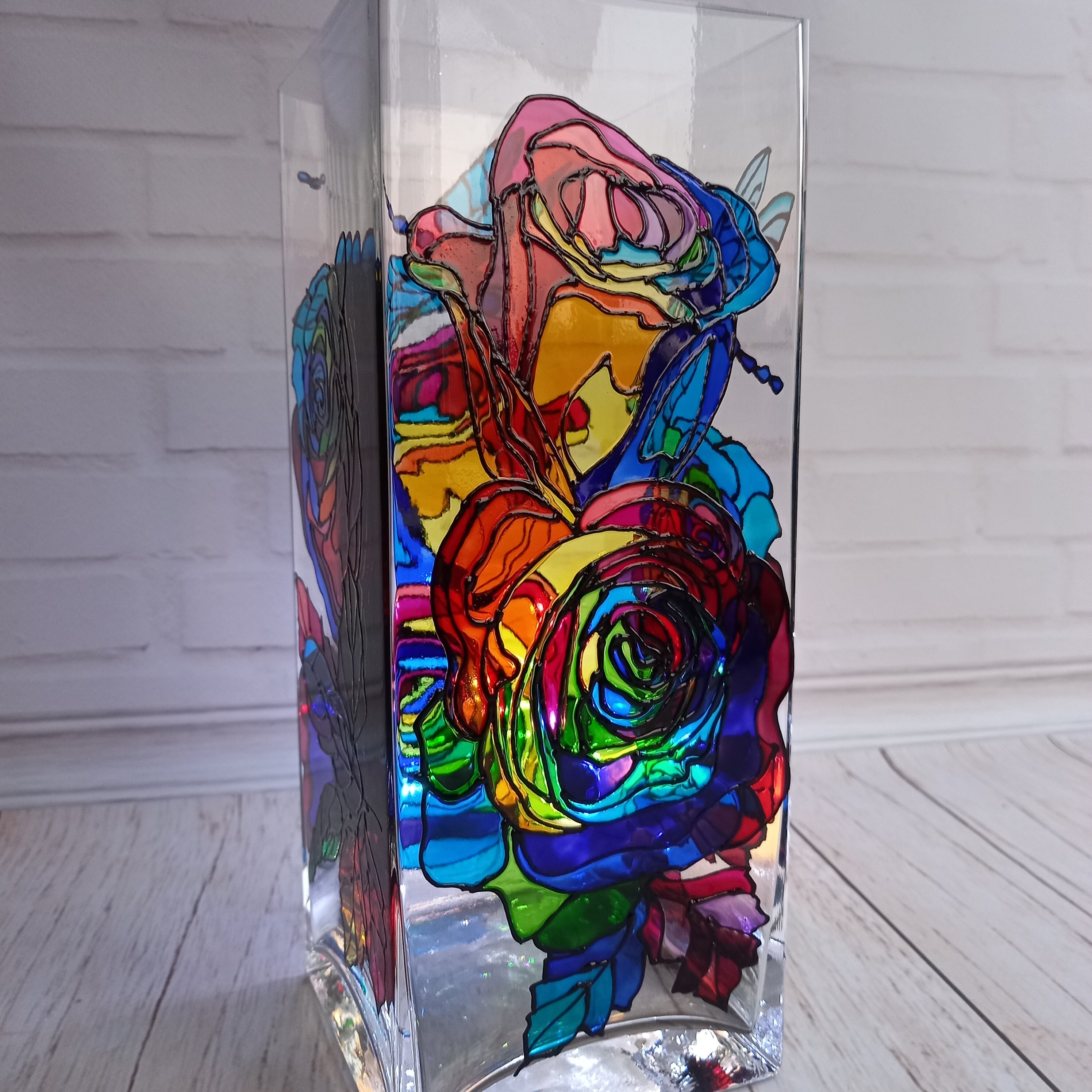 Tall Stained Glass Vase 1044 in 251010 cm Flowers vase Etsy