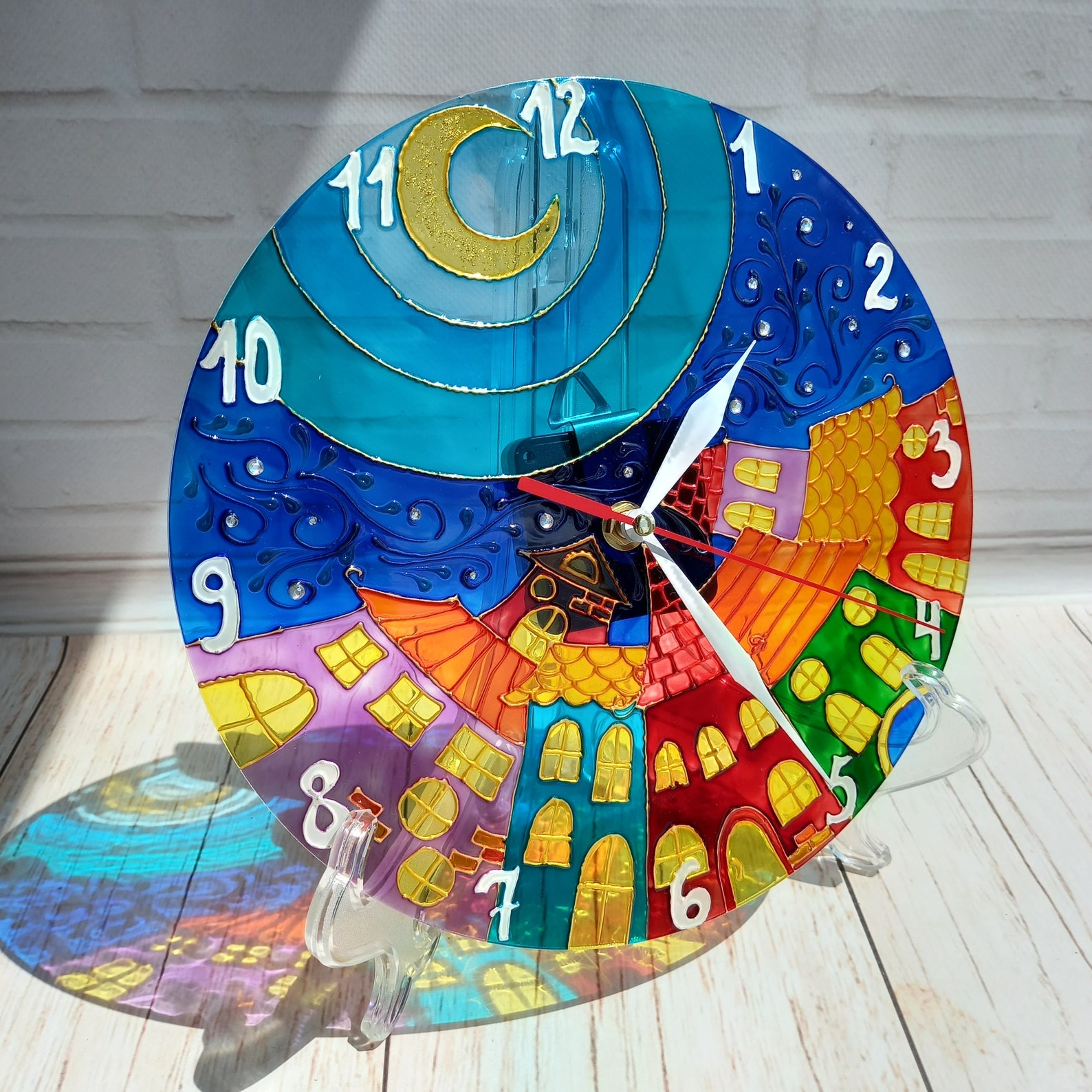 Round Wall Clock 10 in 25 Cm Hand Painted Clock Kitchen | Etsy