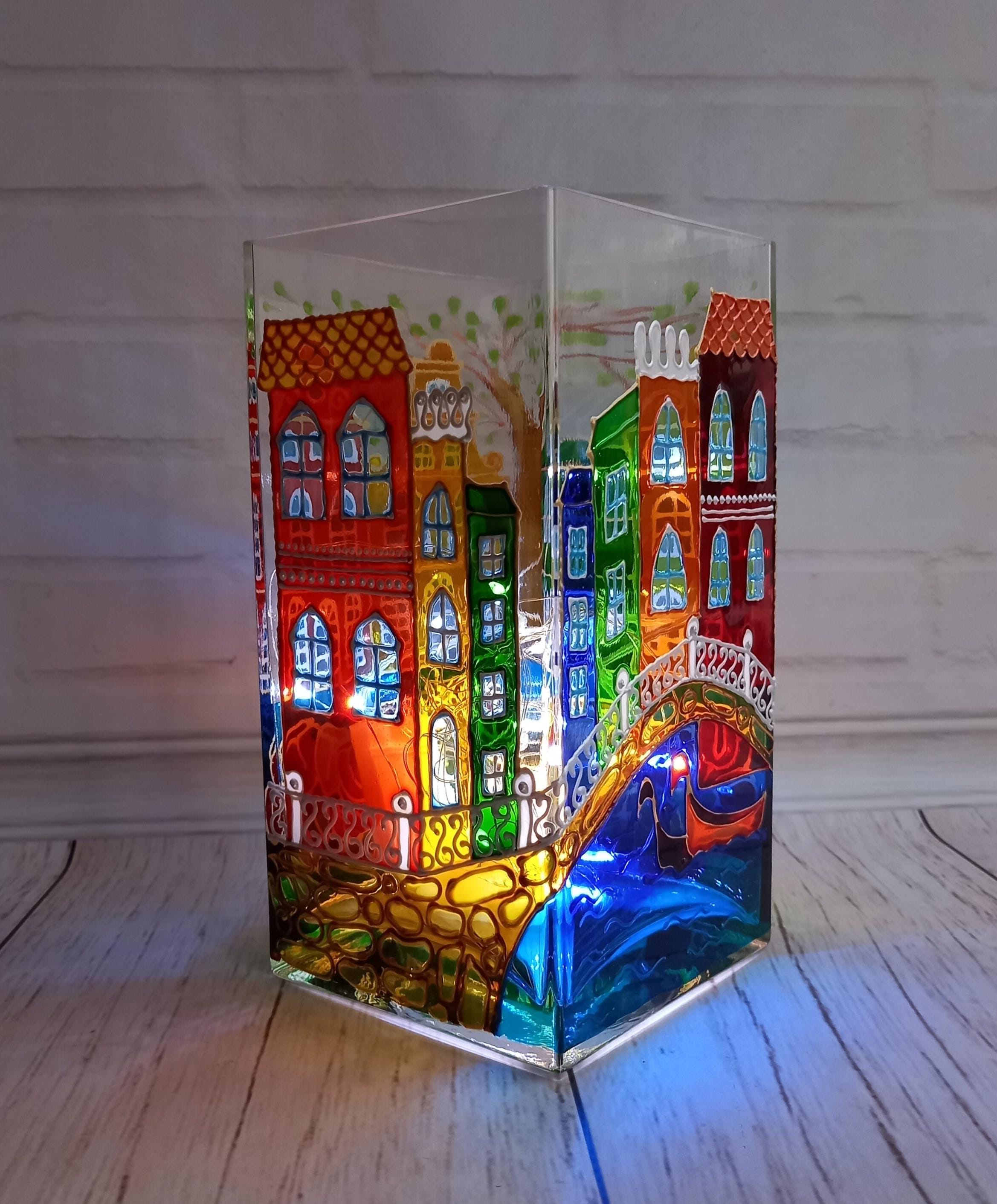 Flower Vase Amsterdam Cuctom Travel Gifts Landscape Painting Architecture Led Lights Included Personalized Gift New Home