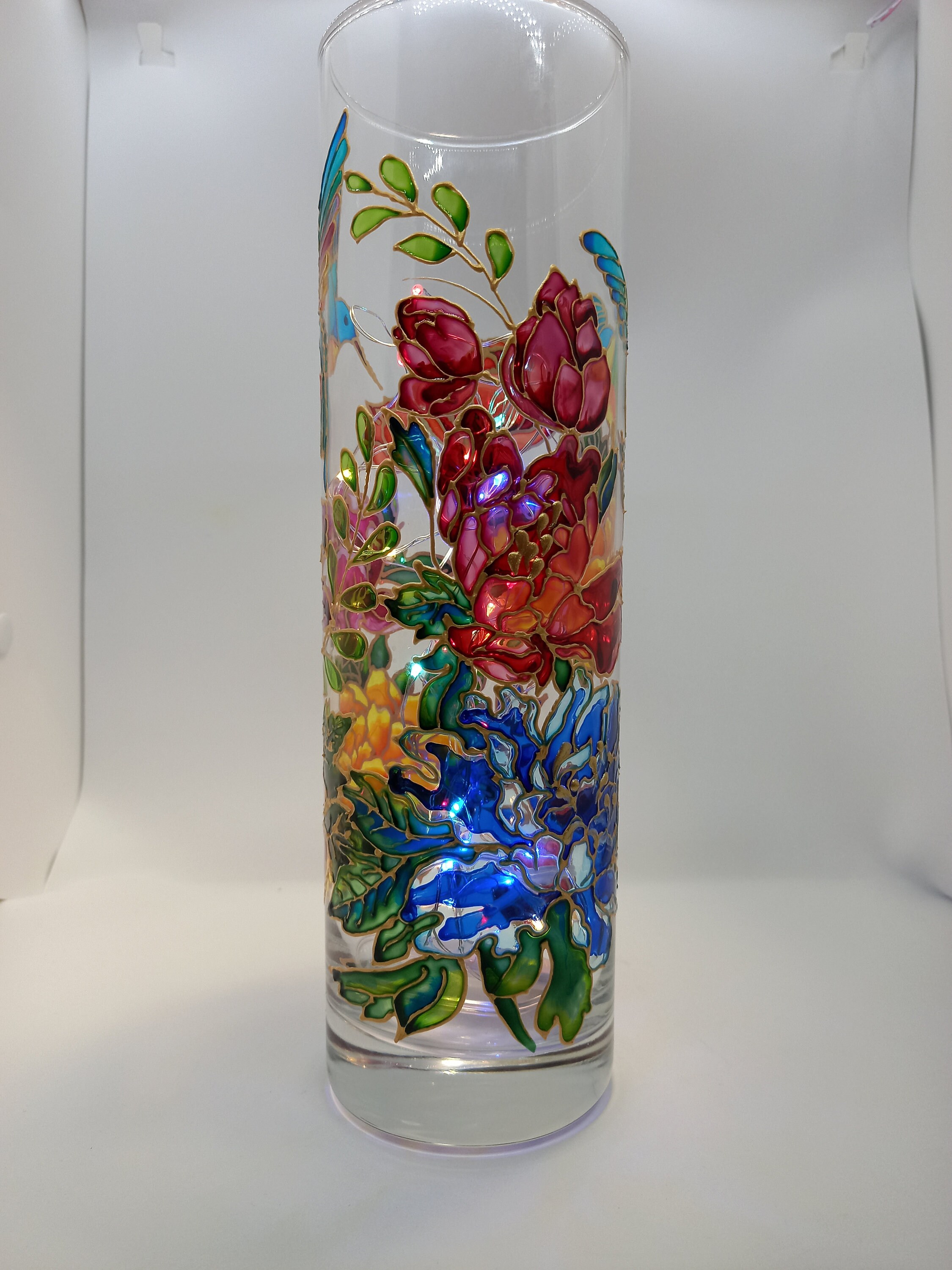 Stained Glass Vase Lamp Hand Painted Vase 102 in 25 cm Etsy