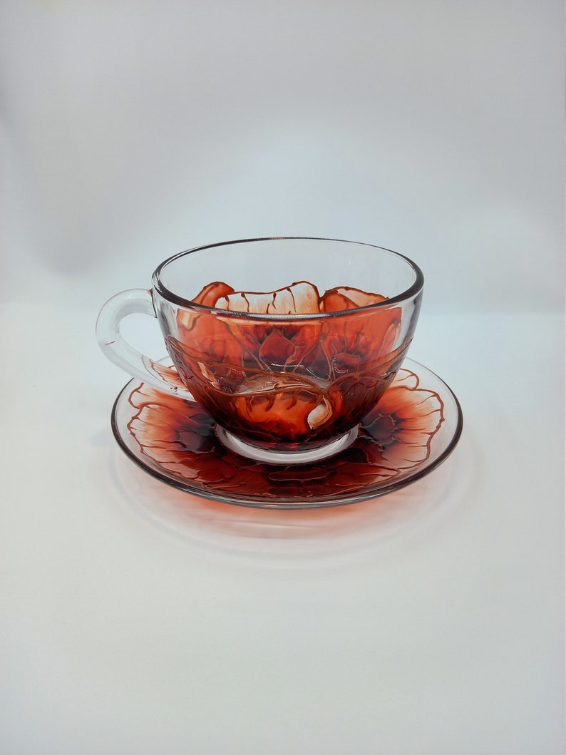 Tea Set Glass Custom Cup 67 Oz 200 Ml for Coffee and Saucer Etsy