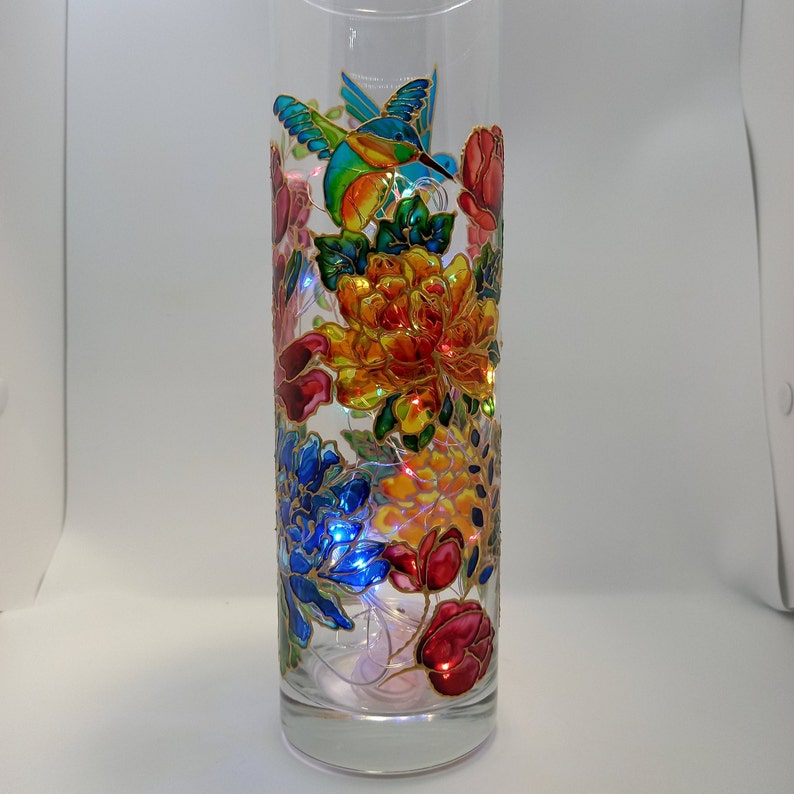 Stained Glass Vase Lamp Hand Painted Vase 102 in 25 cm Etsy