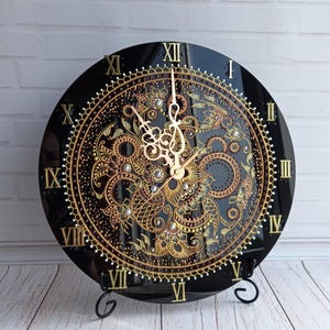 Reloj de pared negro de 32 cm (12 pulgadas) Reloj de pared redondo Reloj personalizado Mandala Reloj de pared grande Regalo para el hogar nuevo Decoración de núcleo de cabaña Regalo para mamá