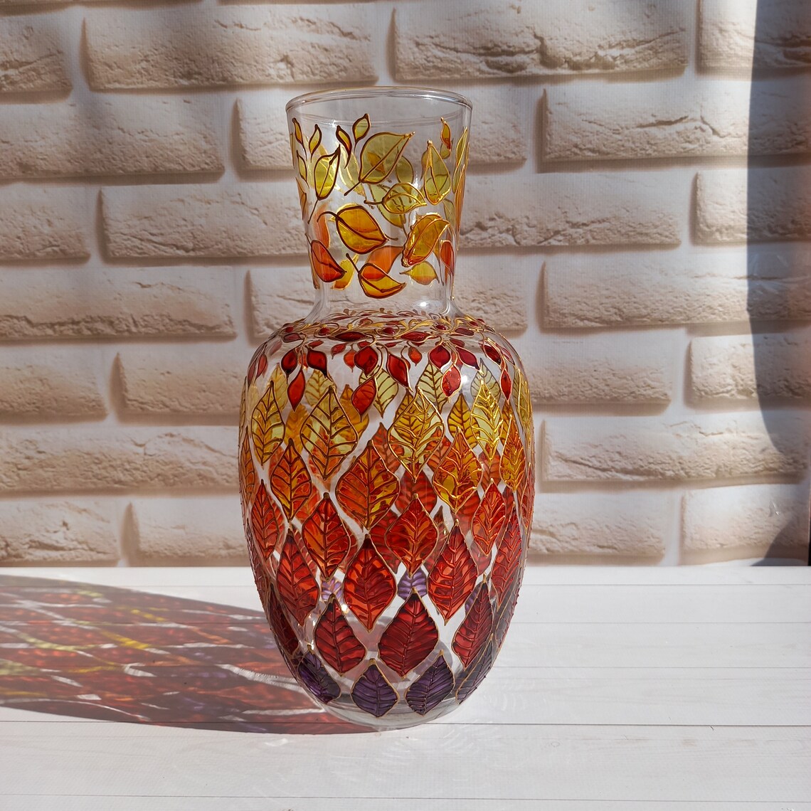 Stained Glass Vase Hand Painted Vase Jug 10 in 26 cm Etsy