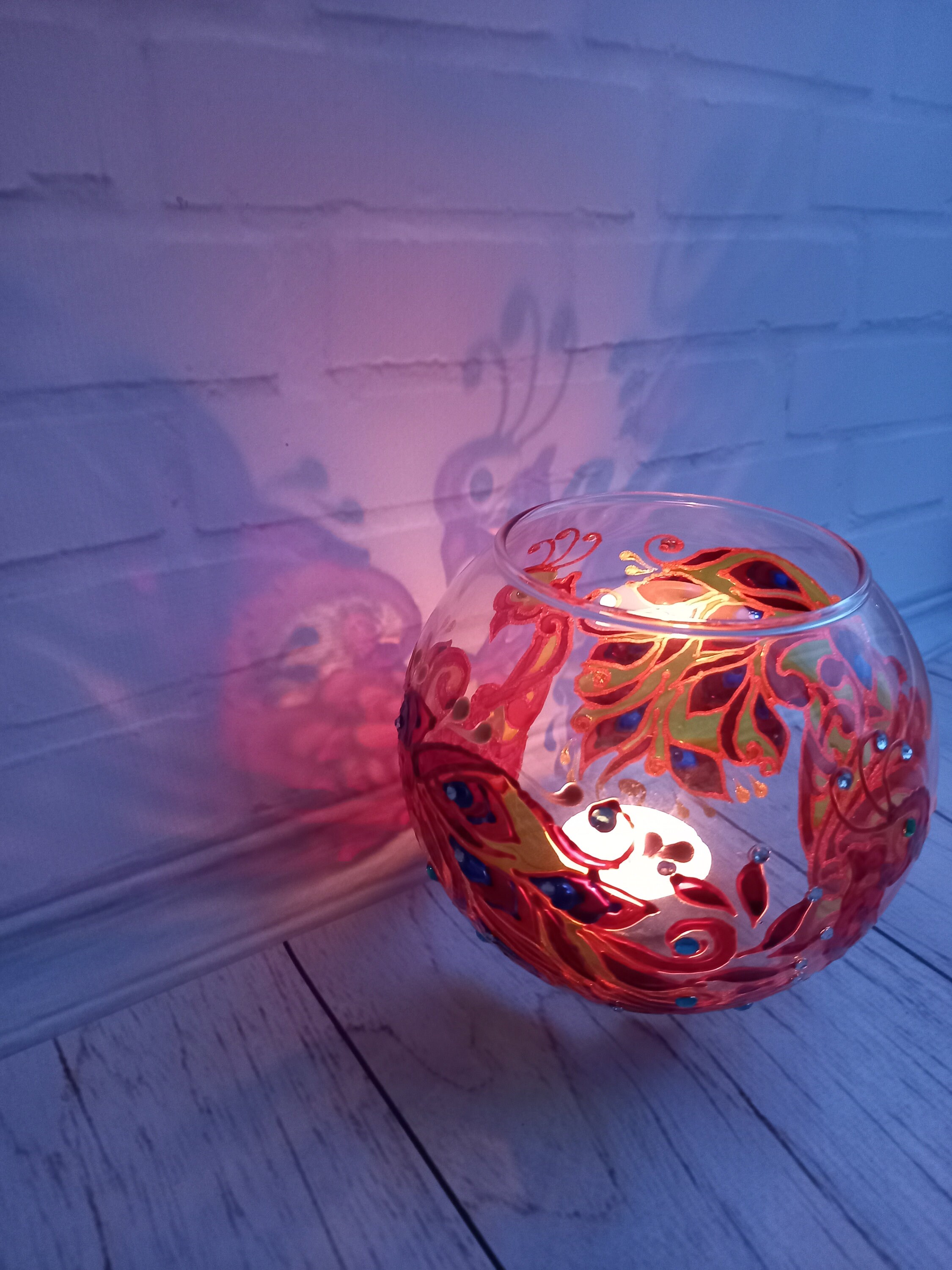 Hand Painted Vase Lamp 43 in 11 cm Round Candlestick Glass Etsy