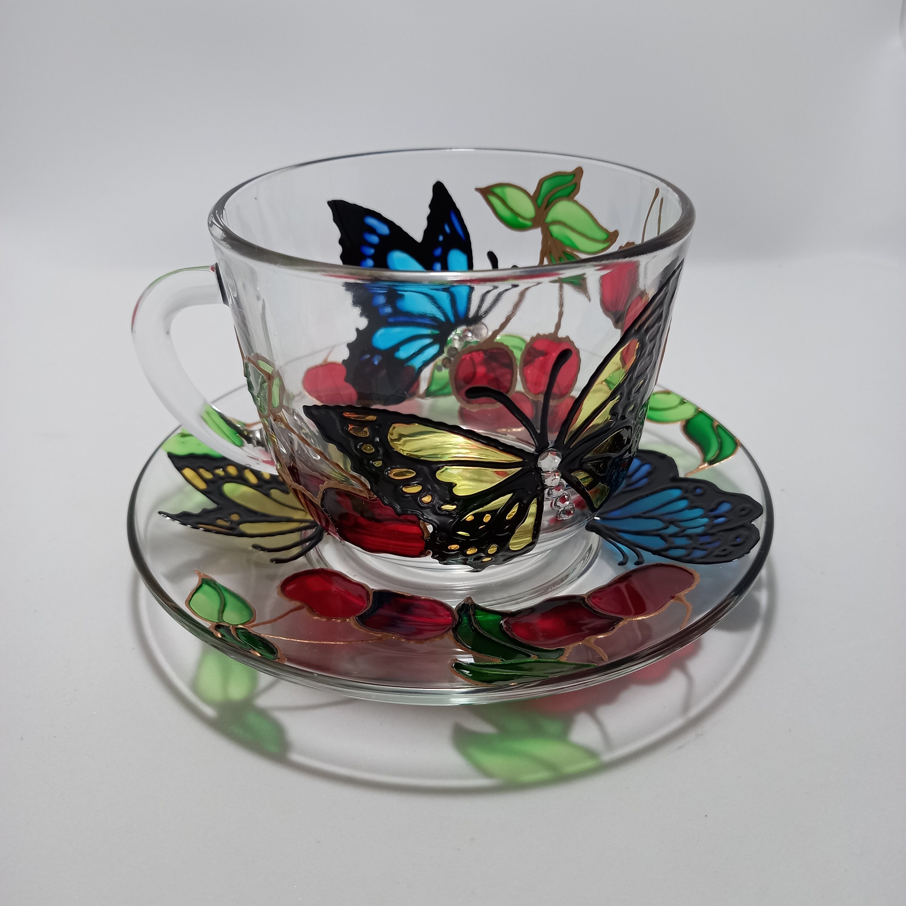 Tea Set Stained Glass Cup 6 3/4 oz 200 ml for Coffee and Etsy
