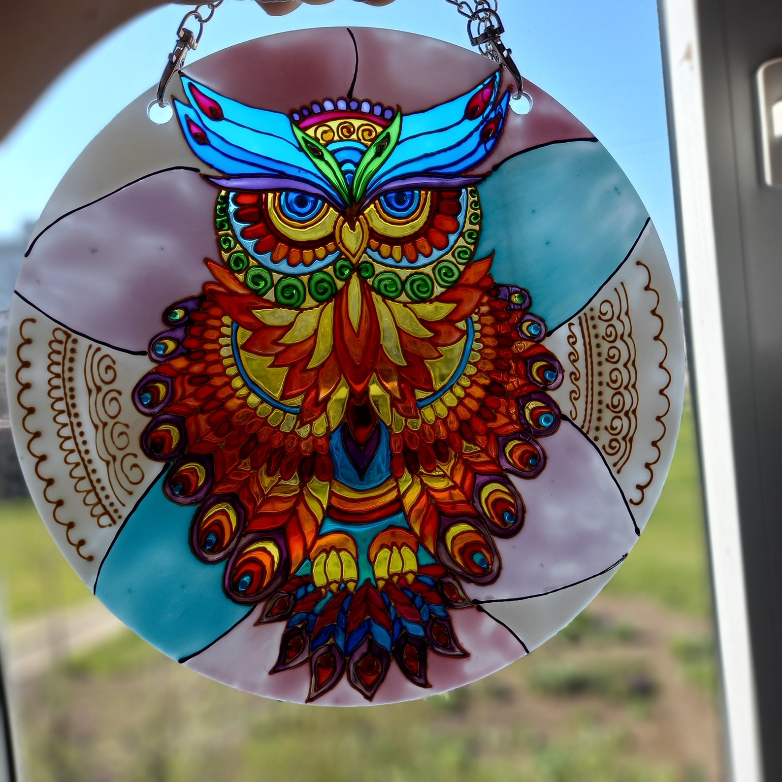 Stained Glass Suncatcher Owl 10 in 25 cm Glass Window Etsy