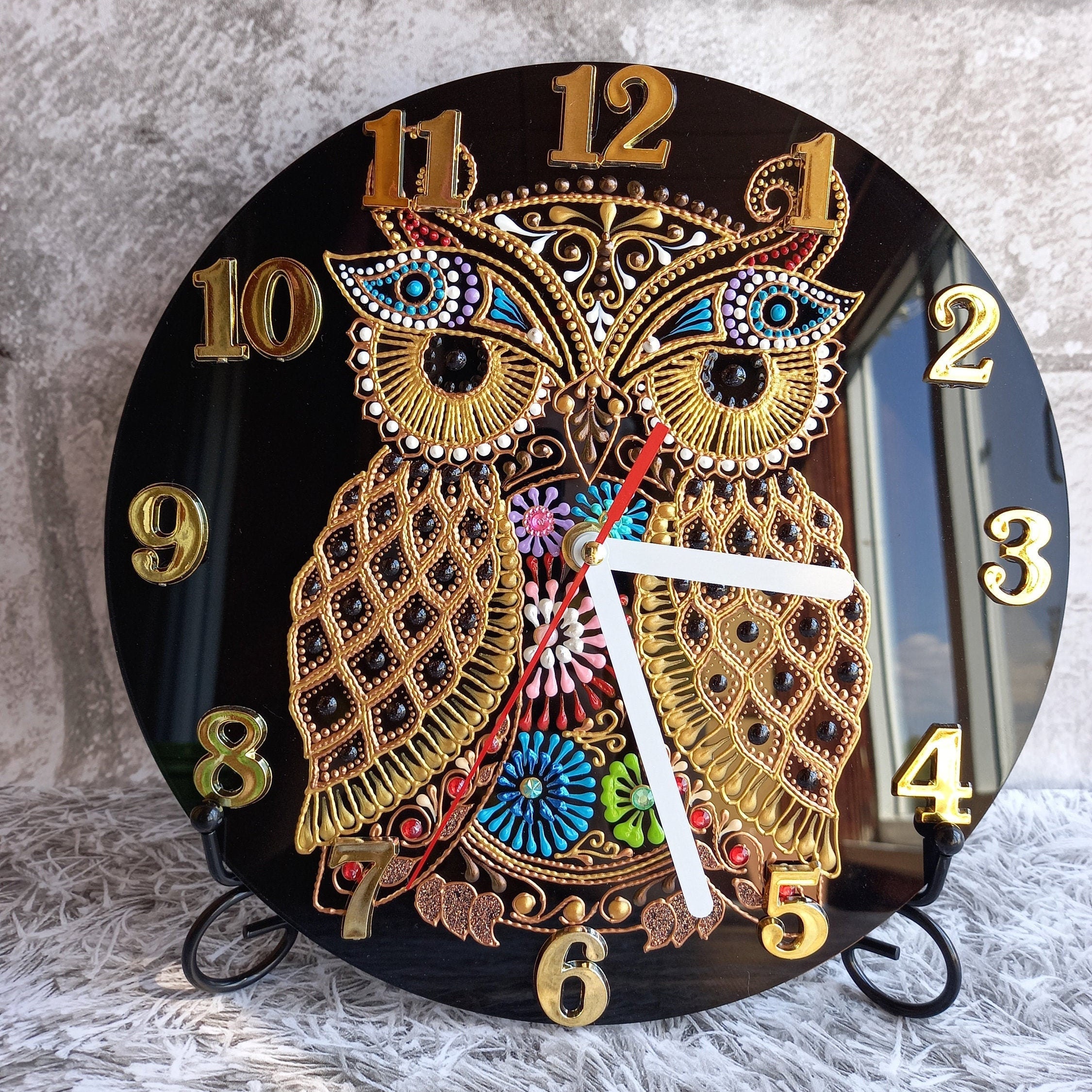 Owl Round wall clock Custom wall clock Bird gifts Nursery decor New home gift Gift for grandkids Cot