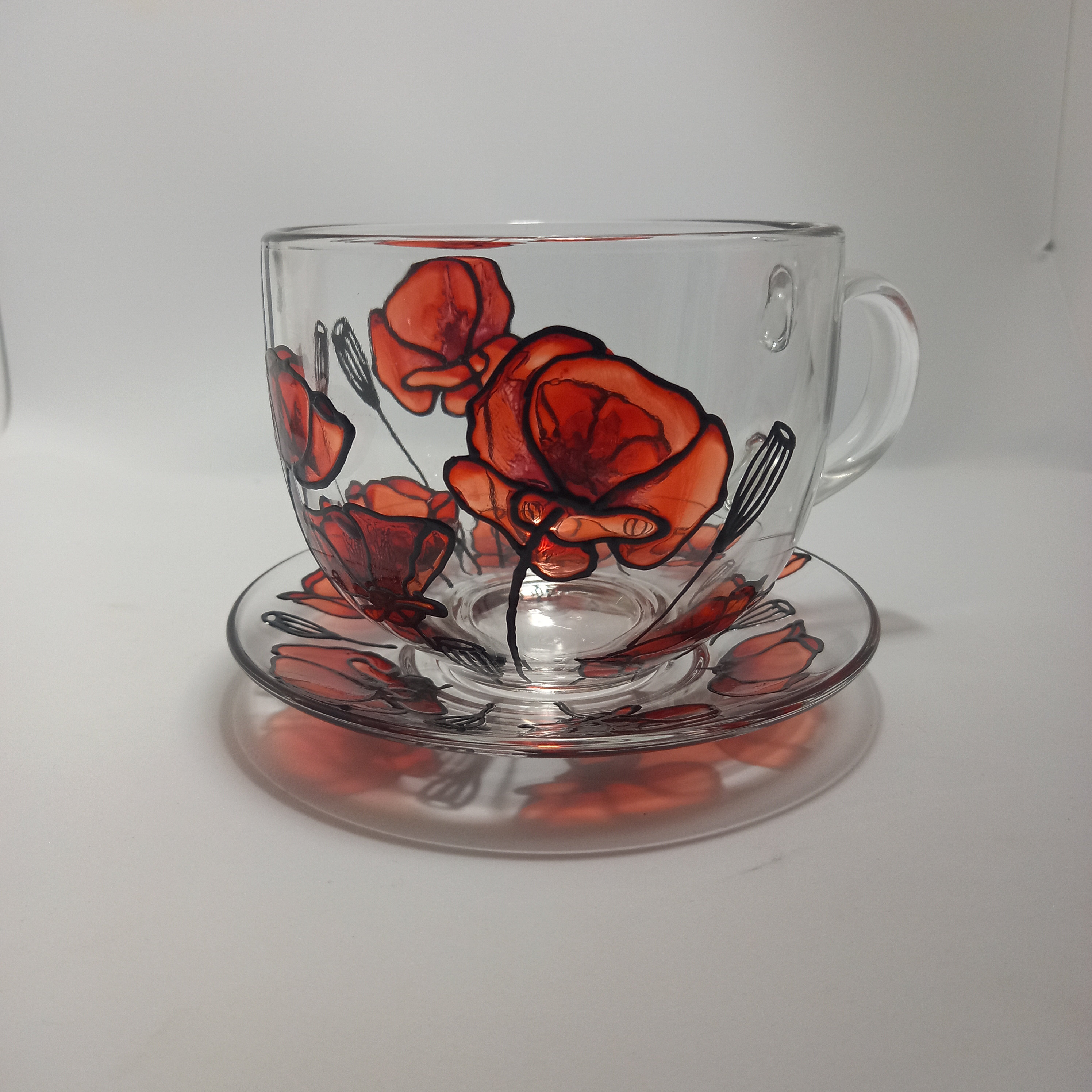 Glass Custom Coffee Cup 17 oz 500 ml Hand Painted Etsy