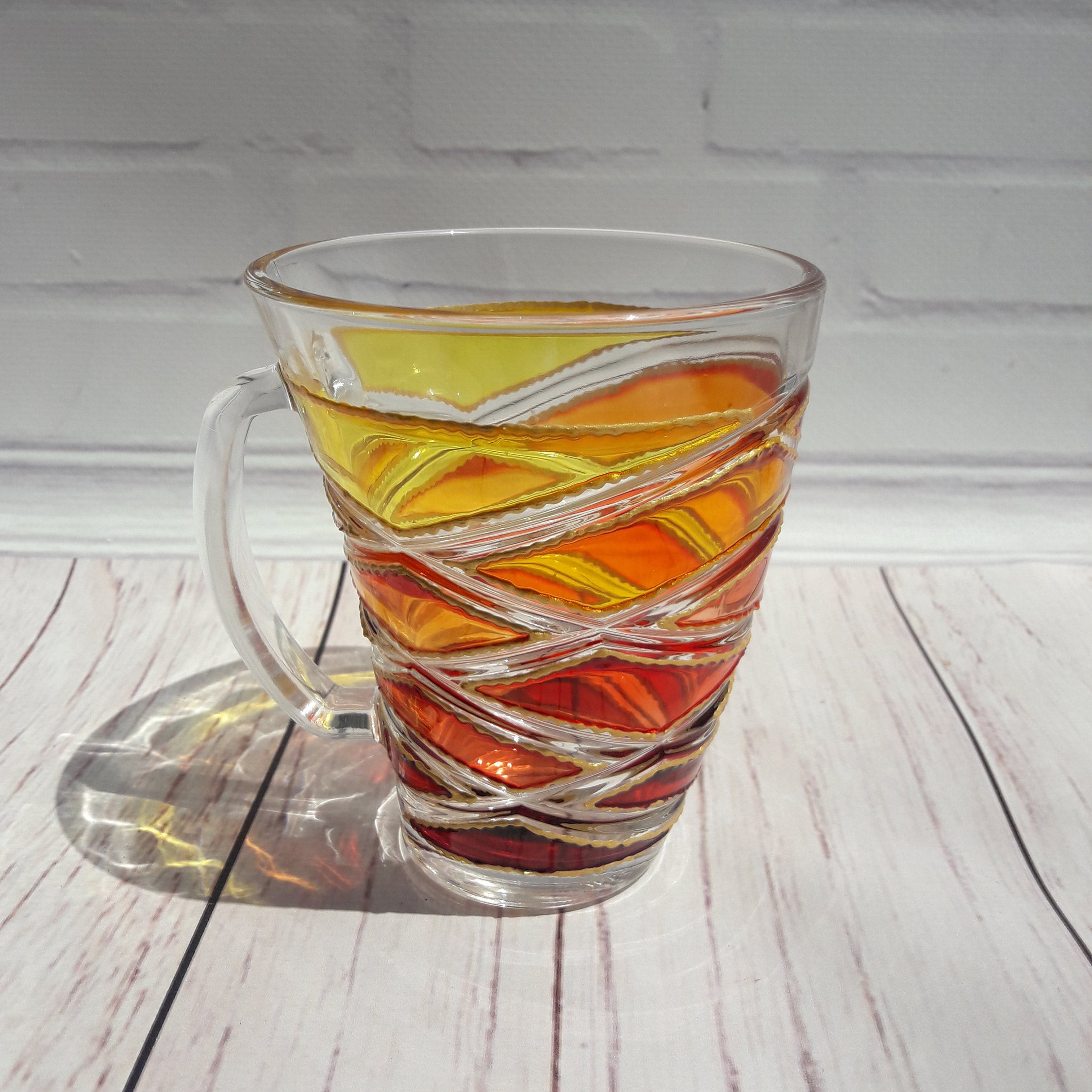 Glass Custom Coffee Cup 67 oz 200 ml Hand Painted Tea Mug Etsy