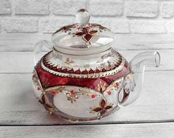 Tetera de vitrales Tetera personalizada Regalo para fiesta de té Regalo para inauguración de casa Juego de té Regalo personalizado Tetera pintada a mano Regalo para la abuela