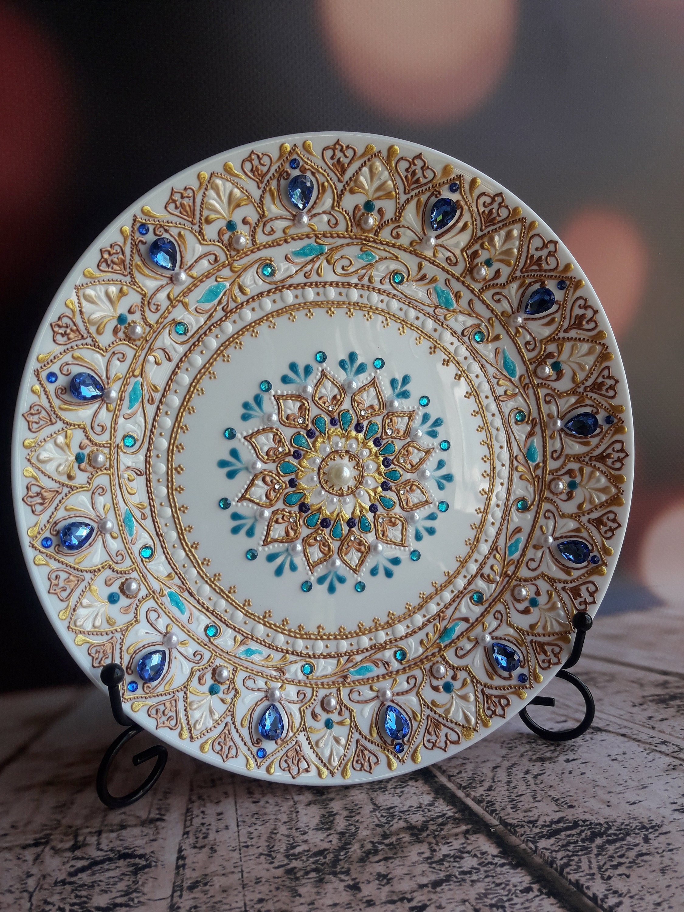 Mandala plate 98 in 25 cm White tableware kitchen decor | Etsy