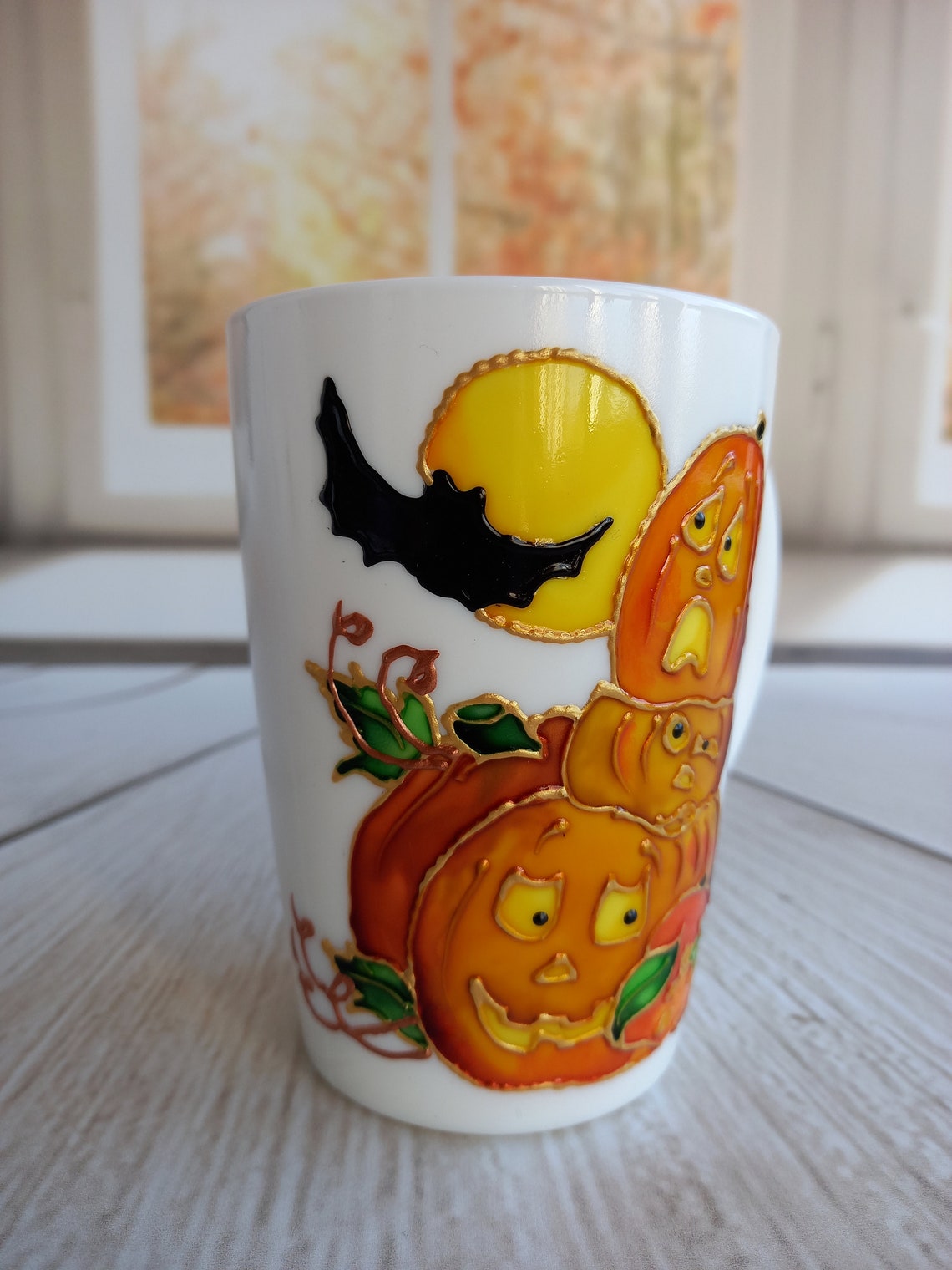 Pumpkin Coffee Mug White Ceramic Cup 10 oz 300 ml Jack Mug Etsy