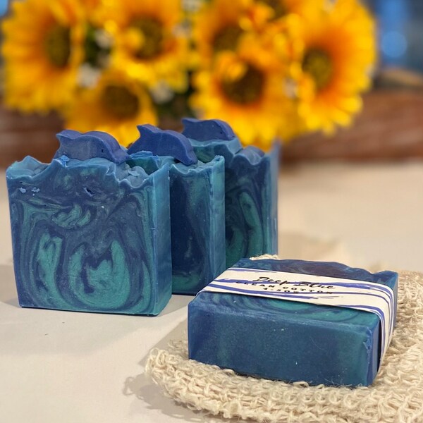 Deep Blue Ocean, Fresh Clean Cotton scented, Handmade Soap, Coconut Milk, Mothers Day, Fathers Day Gift