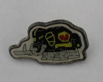 1995 POWER RANGERS Mammoth DINOZORD Lapel Pin - Silver Trim - 3.25 x 2 cm (1.3" x 0.8") - Saban - Spanish Vintage