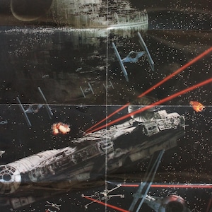 1981 STAR WARS ESB Double-Sided Poster Millenium Falcon Chase + C-3PO & R2-D2 22.25" x 16" (57 x 43 cm.)