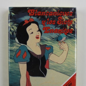 Jeu de cartes complet 1992 BLANC NEIGE (33 cartes) Objet vintage espagnol d'Heraclio Fournier 9 x 6 cm (3,5 x 2,4 po.) - Scellé ! - Walt Disney