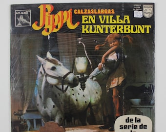 Disco de vinilo de 12" de Pippi Calzaslargas, 1975 - Kunterbunt Village - Artículo vintage español - Astrid Lindgren - ¡Precintado de fábrica! VHTF