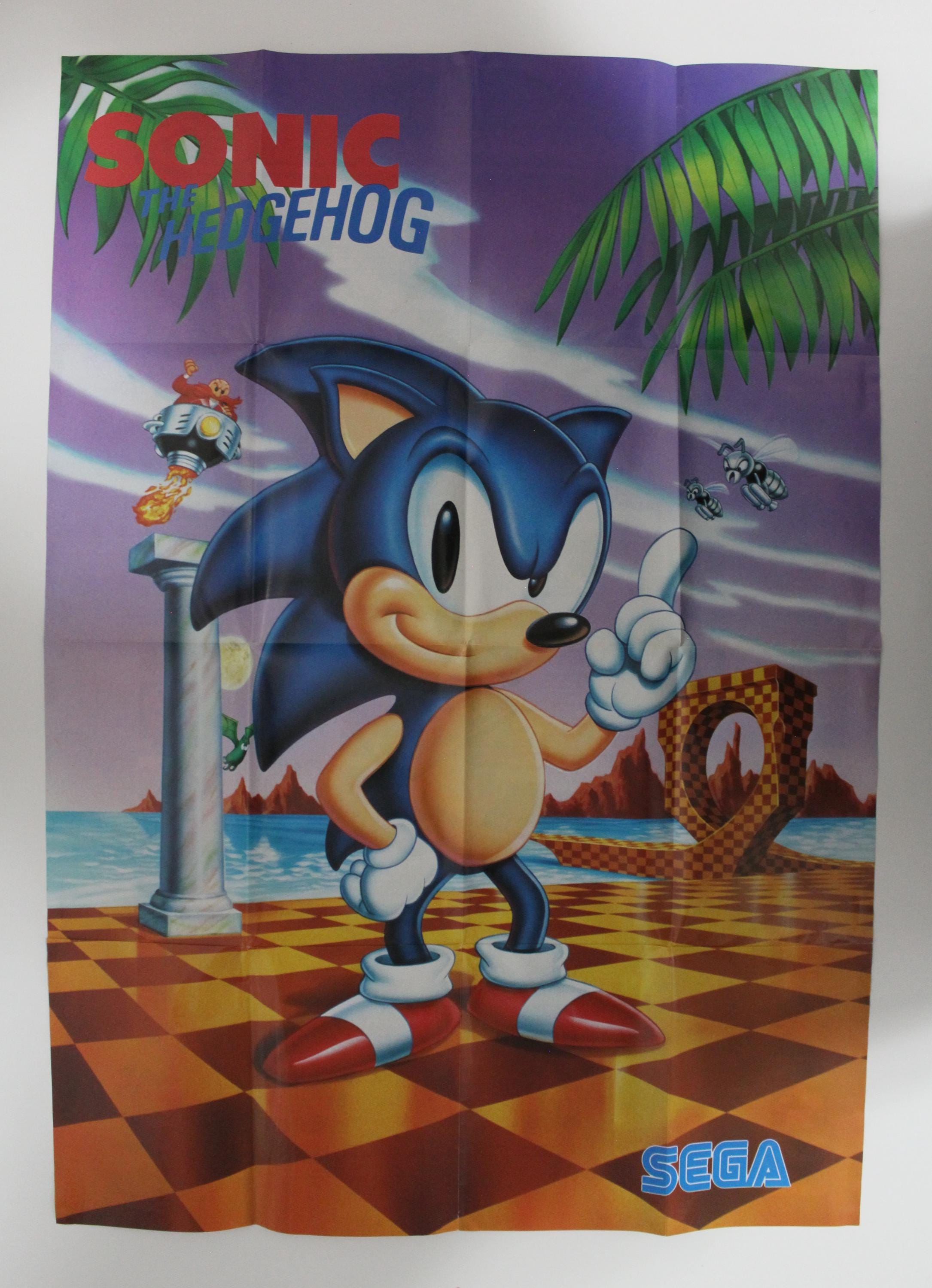 1991 SONIC THE HEDGEHOG Poster European Promo Sega Mega Drive Genesis ...