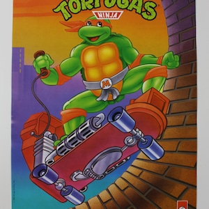 1991 TMNT Poster 16&quot;x 12&quot; (40 x 30 cm.) Mutant Ninja Turtles Spain Promo #2 READ Full Item Description